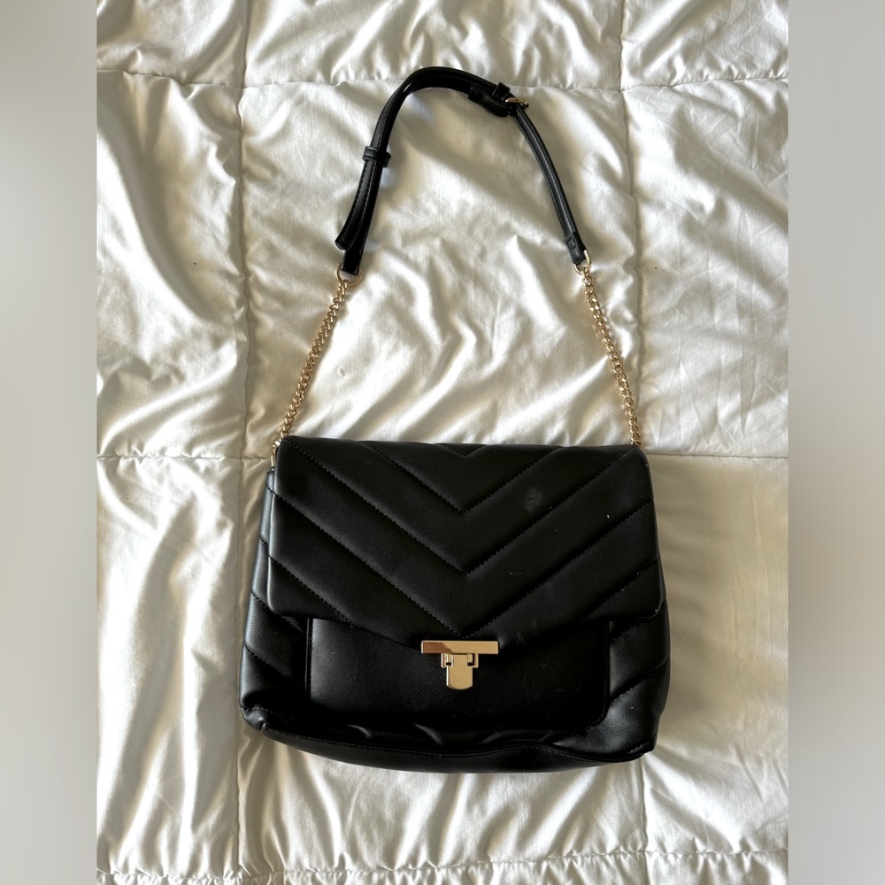 Black pleather shoulder bag